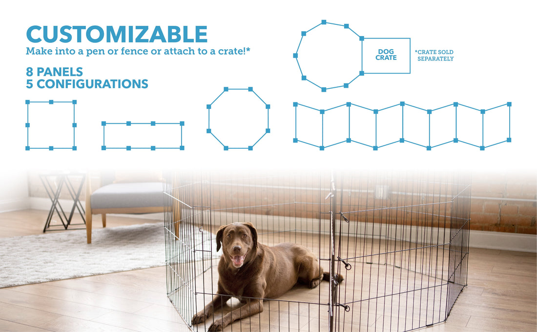 Vibrant Life 36" High 8-Panel Customizable Pet Exercise Playpen with Door for Dogs Upto 70 Lb