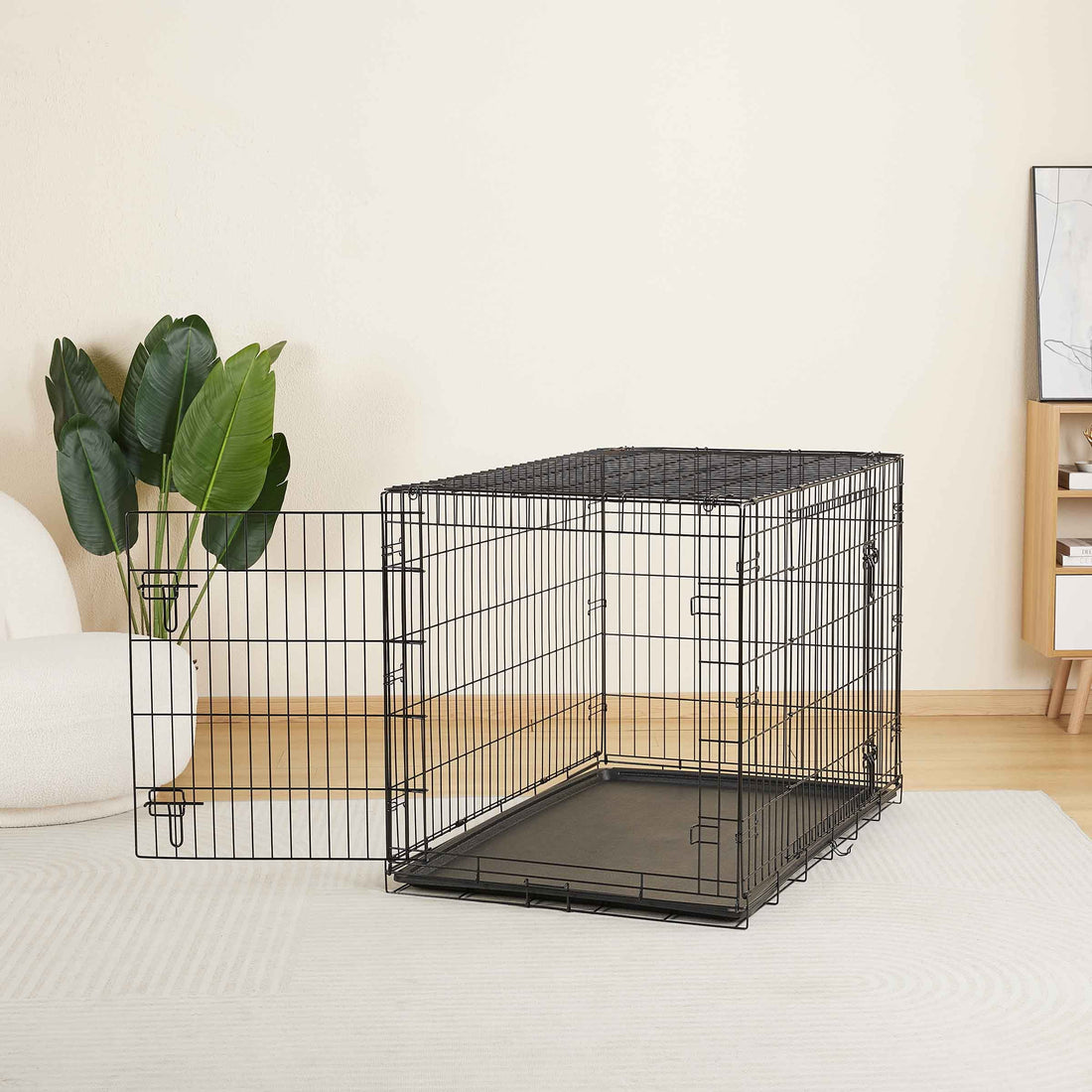 Vibrant Life Double Door Metal Wire 42" Dog Crate, Leak-Proof Pan and Divider for Dogs Upto 90 Lb