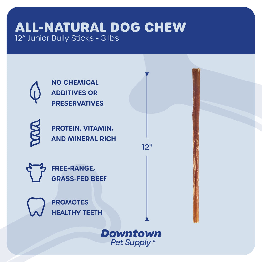 Downtown Pet Supply Bully Sticks for Small Dogs Rawhide Free Dog Chews 12", 3 Lb