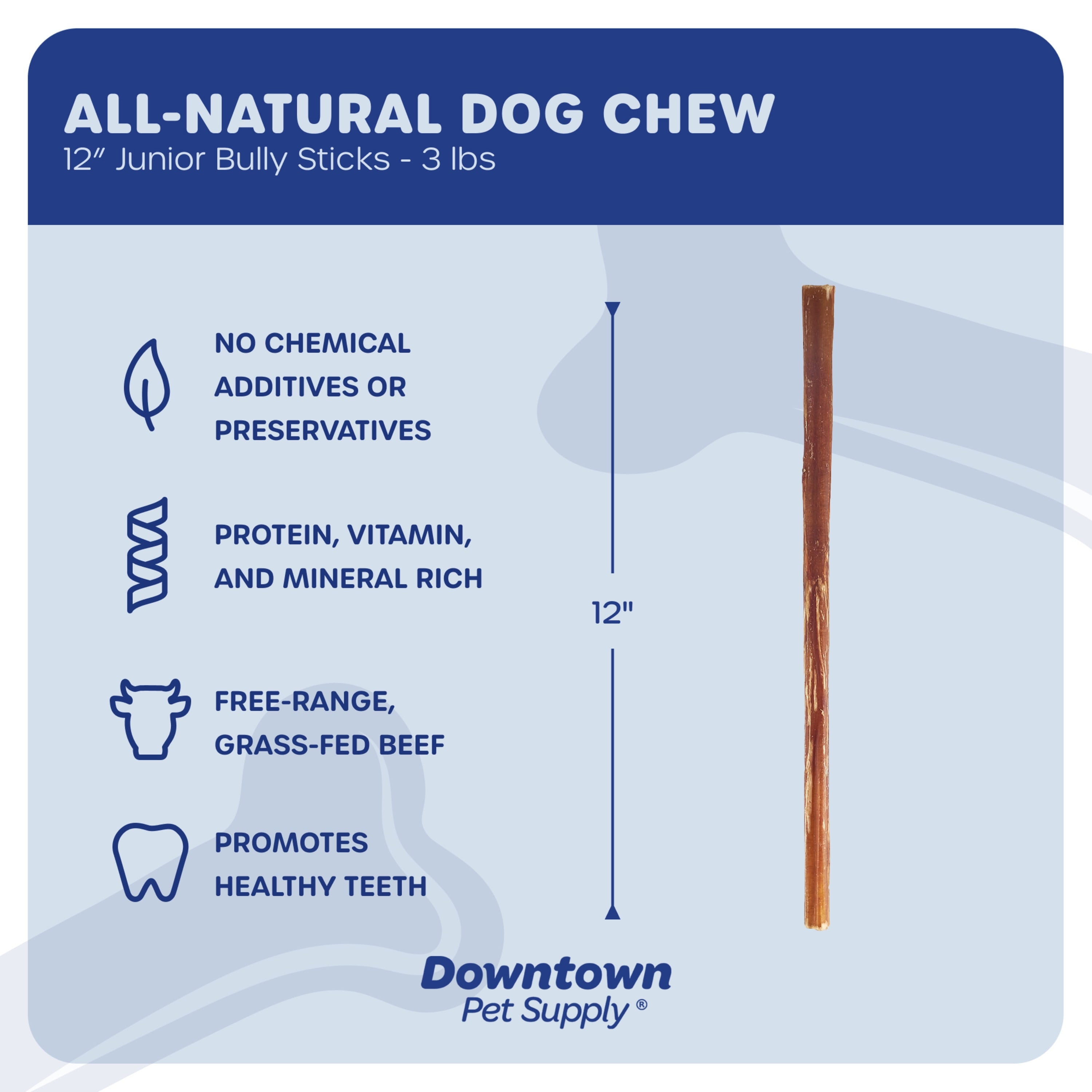 Downtown Pet Supply Bully Sticks for Small Dogs Rawhide Free Dog Chews 12&quot;, 3 Lb