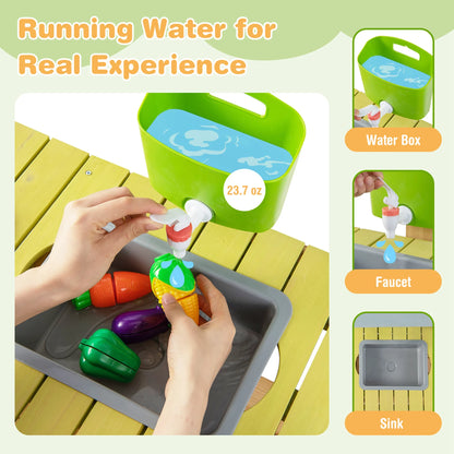 Outdoor Mud Kitchen Set, Outdoor Play Kitchen Set with Removable Water Box