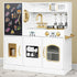 Play Kitchen, Wooden  with Chalkboard, Ice Maker, Play Phone, Cookware Accessories, Microwave Toy Kitchen Gift for Boys Girls Age 3-8 White