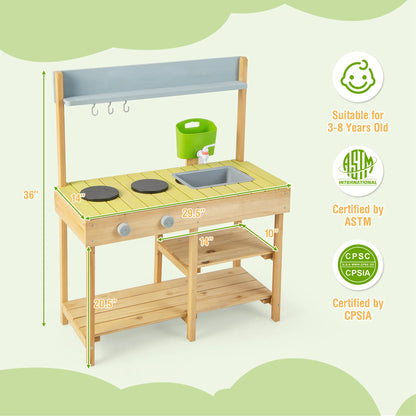 Outdoor Mud Kitchen Set, Outdoor Play Kitchen Set with Removable Water Box