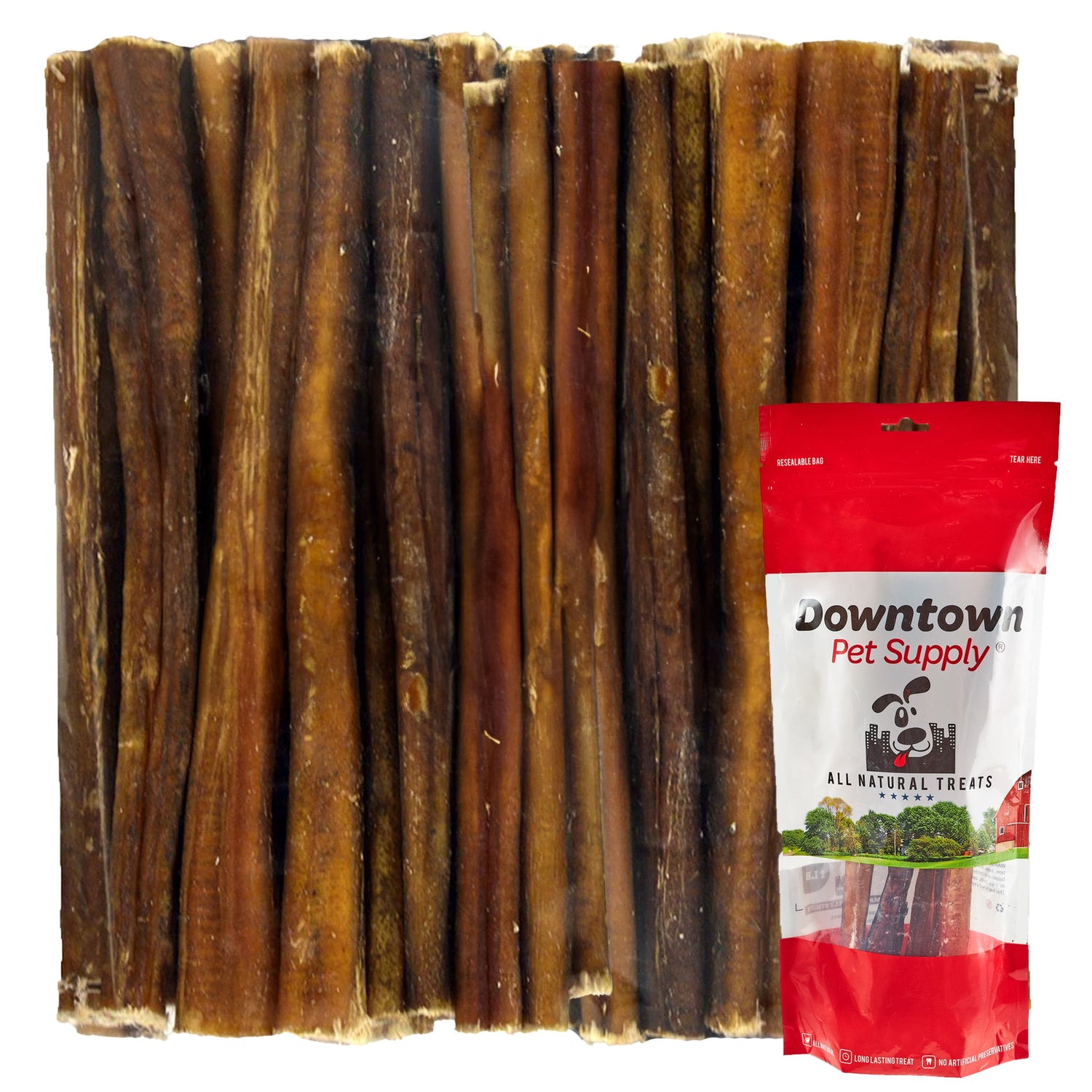 Downtown Pet Supply Bully Sticks for Small Dogs Rawhide Free Dog Chews 12&quot;, 3 Lb