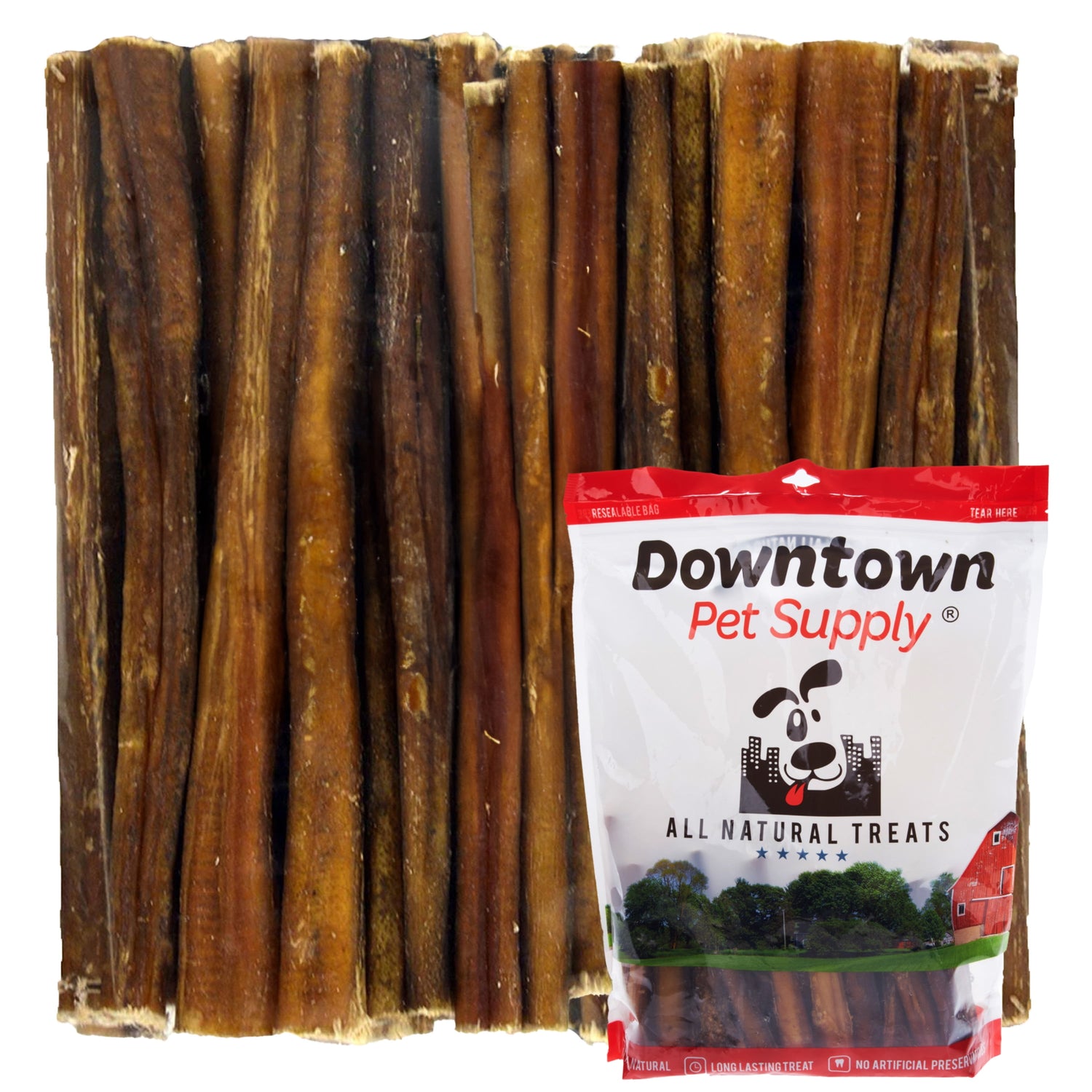 Downtown Pet Supply Bully Sticks for Small Dogs Rawhide Free Dog Chews 12&quot;, 3 Lb