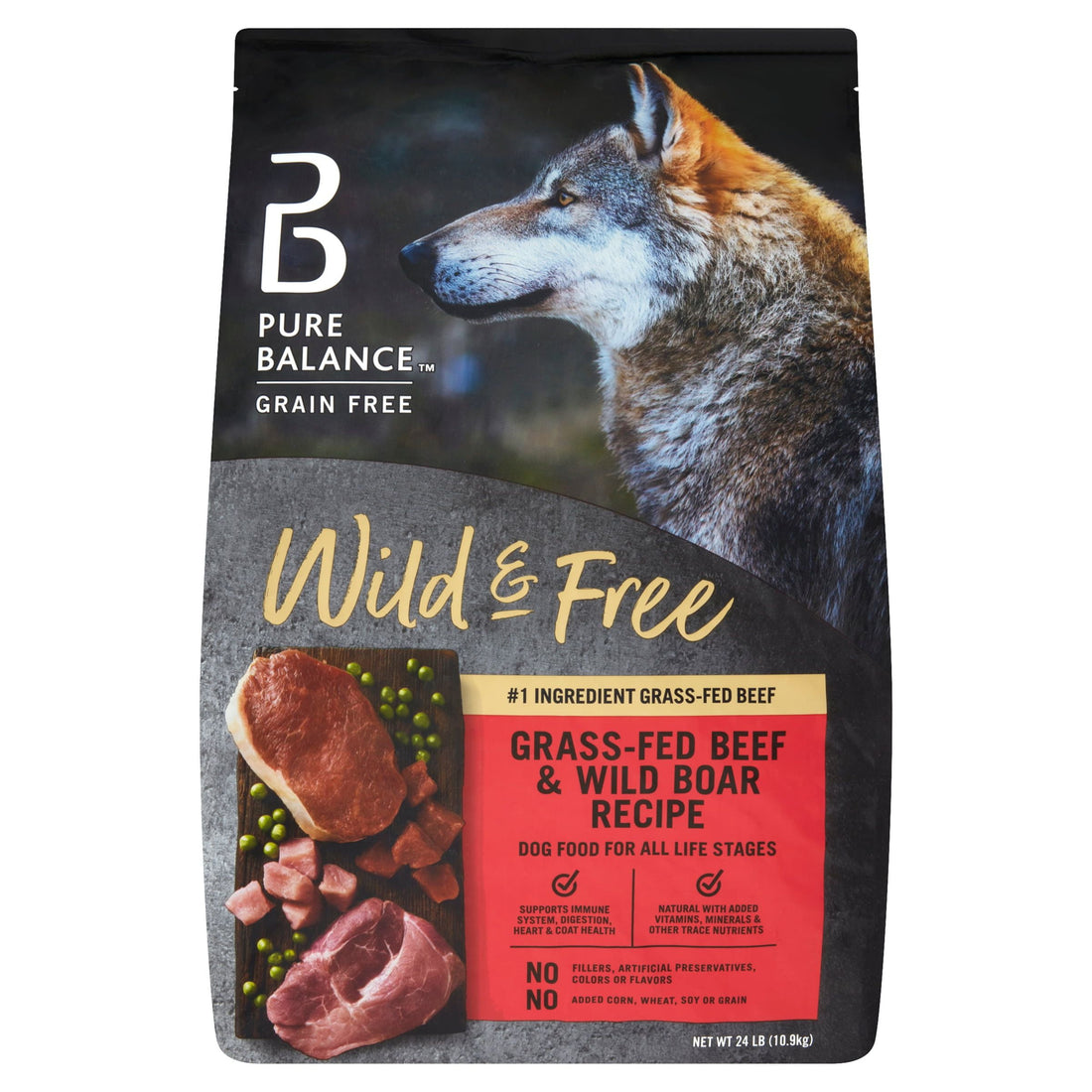 Pure Balance Wild & Free Beef & Wild Boar Recipe Dry Dog Food, Grain-Free, 24 Lbs