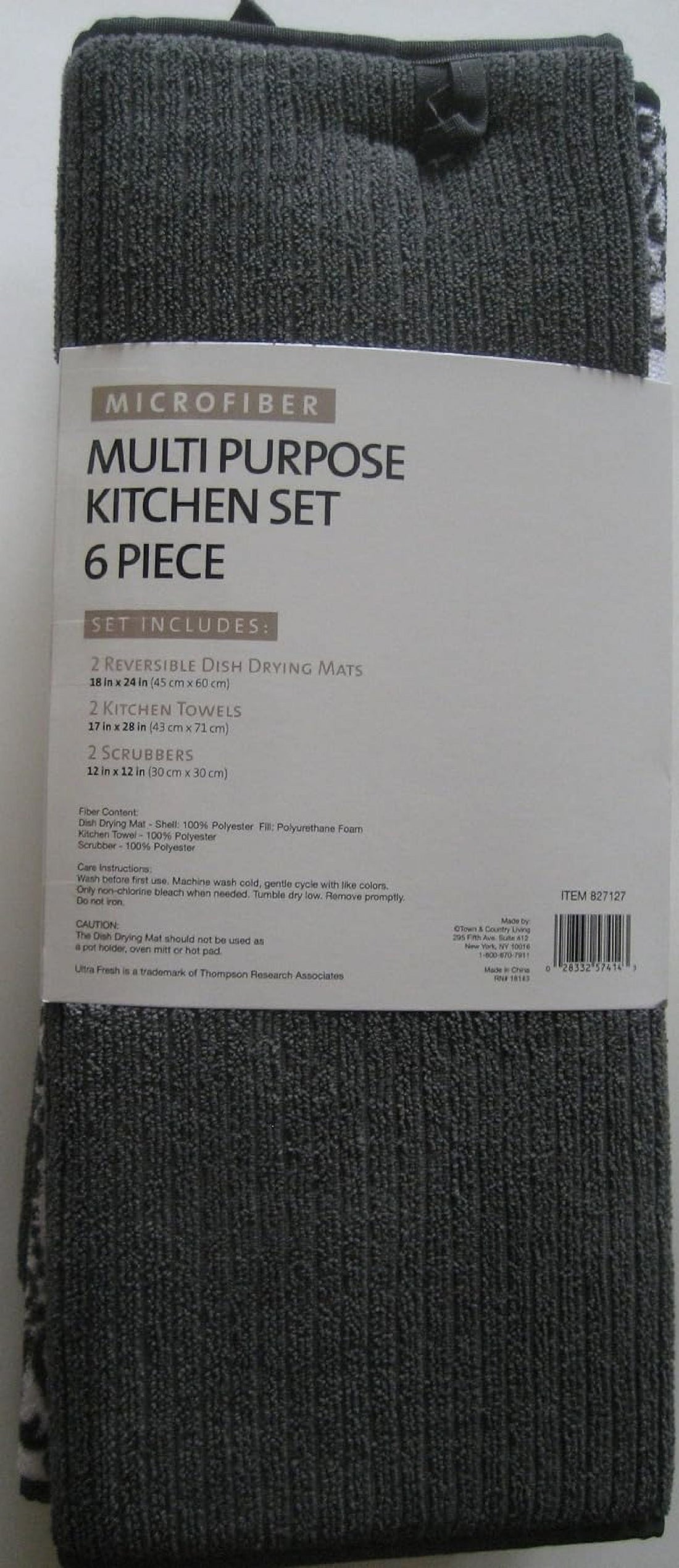Microfiber Multi Pupose Kitchen Set 6 Piece (Gray, Black &amp; White)