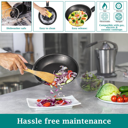7 Piece Nonstick Cookware Set, Black