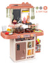 Play Kitchen Set for Kids, 2.1FT Tall Kids Play Kitchen with Realistic Lights and Sounds, Simulation of Spray, 42Pcs Toy Kitchen Set for Toddlers Girls Boys Gift - Small (Orange Red)